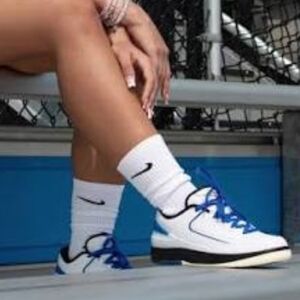 NWT Women's Air Jordan 2 Retro Low White and Royal Blue Sneakers